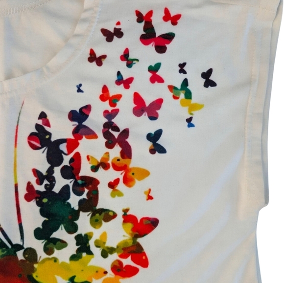 NWOT Colorful Butterfly Print Women's Top Size L - Picture 2 of 7